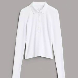 White Rag & Bone Essential Rib Polo Long Sleeve XXS Women's